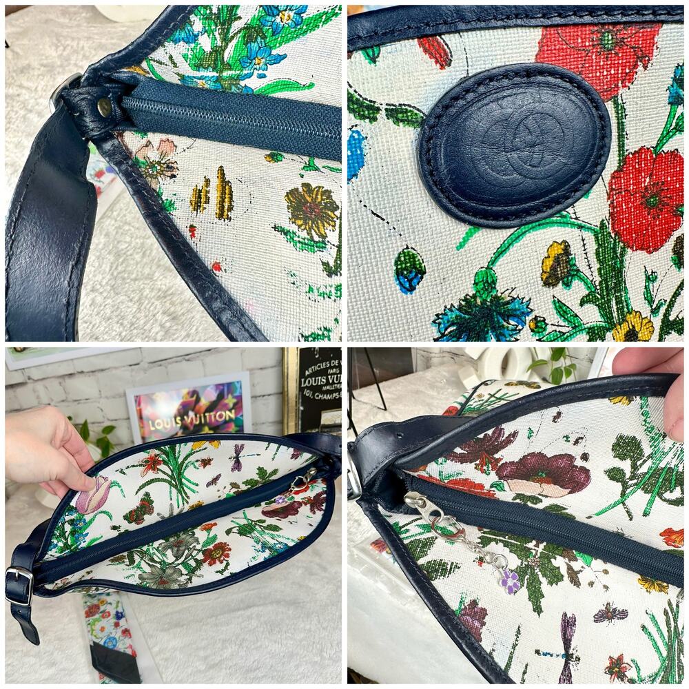 Gucci Flora GG Vintage Large Shoulder Bag tote Good USED with scarf RARE. GIFT! - Picture 10 of 16